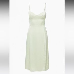 Wilfred Glaze Satin Dress in the Color Rainwash Green from Aritzia Size 00